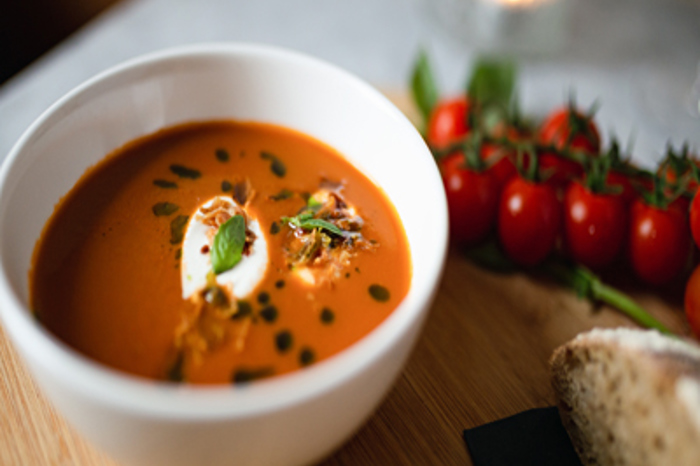 Roasted Cherry Tomato and Fresh Basil Soup