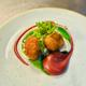 Beetroot and blue cheese arancini